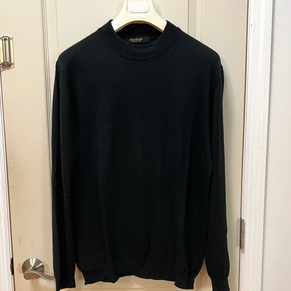 Bachrach Men's Size XL 100% Cotton L/S Crew Neck Sweater. Black.